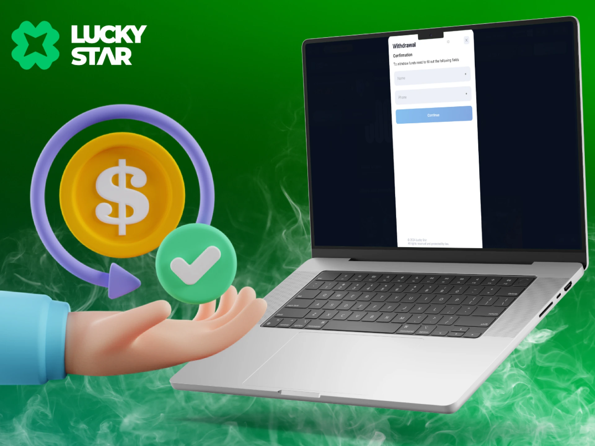 The Lucky Star site has a large selection of payment systems and fast withdrawals.