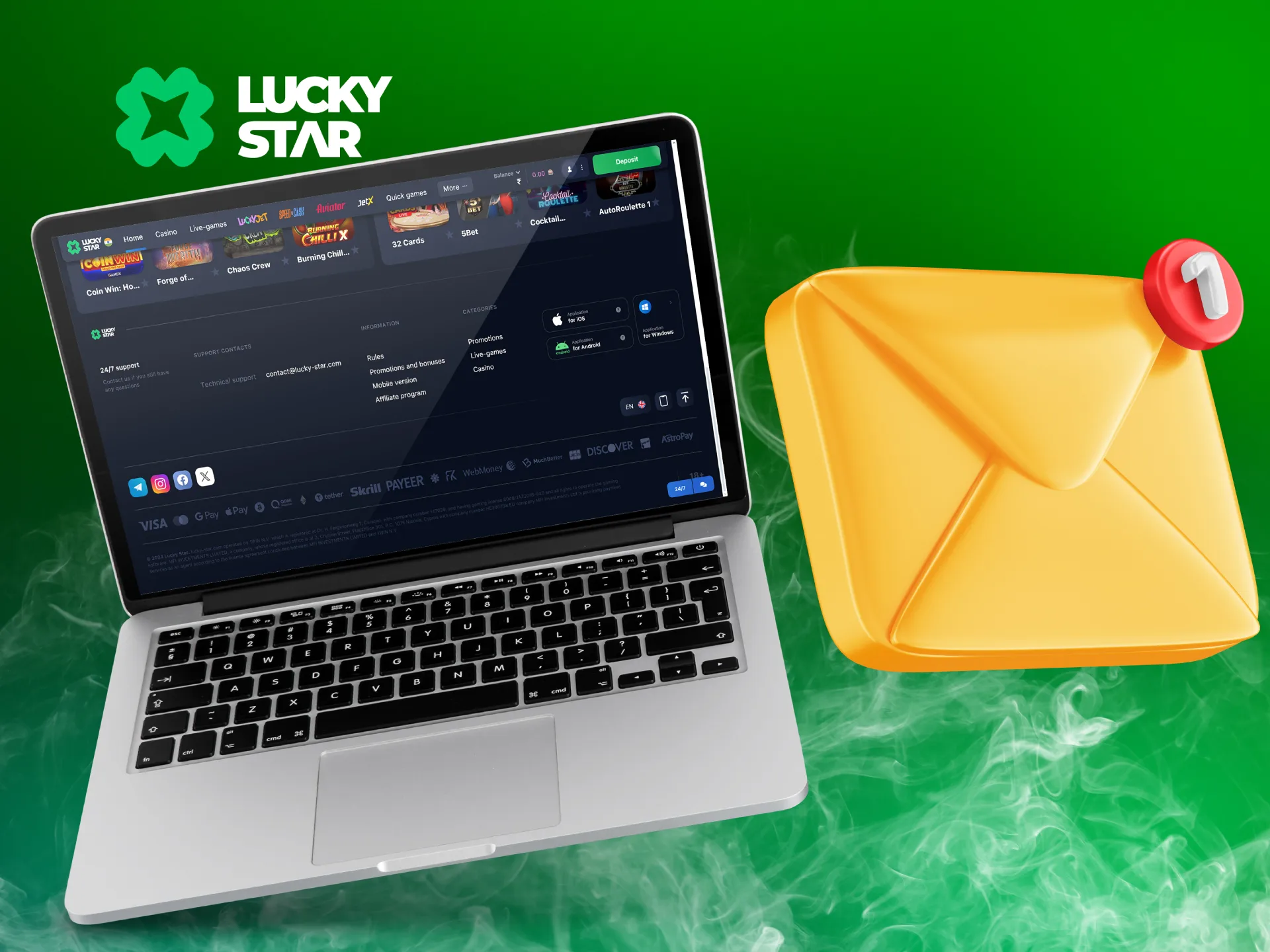 To contact the Lucky Star customer service you can email.