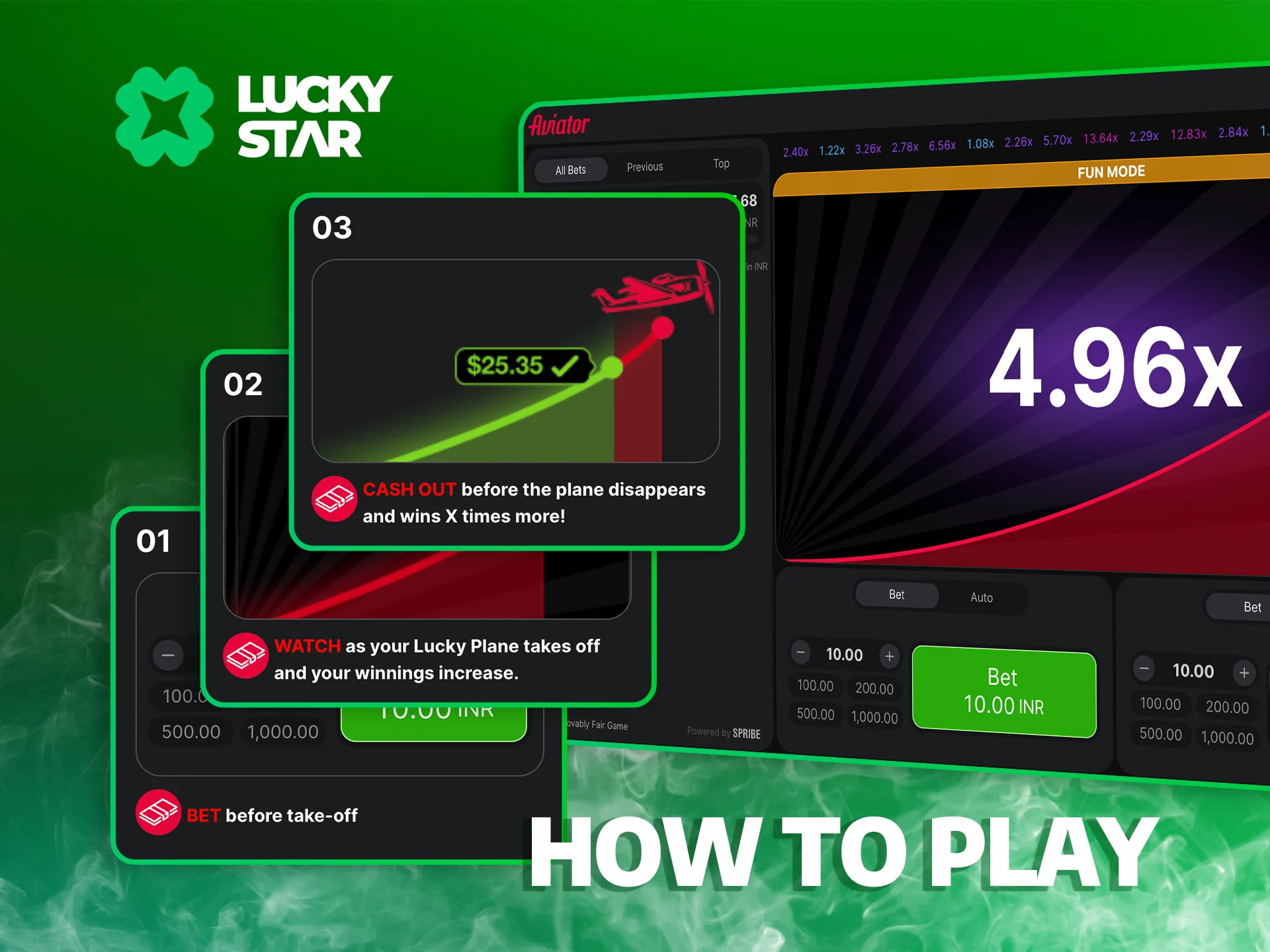 Follow the instructions to start playing Aviator at Lucky Star.