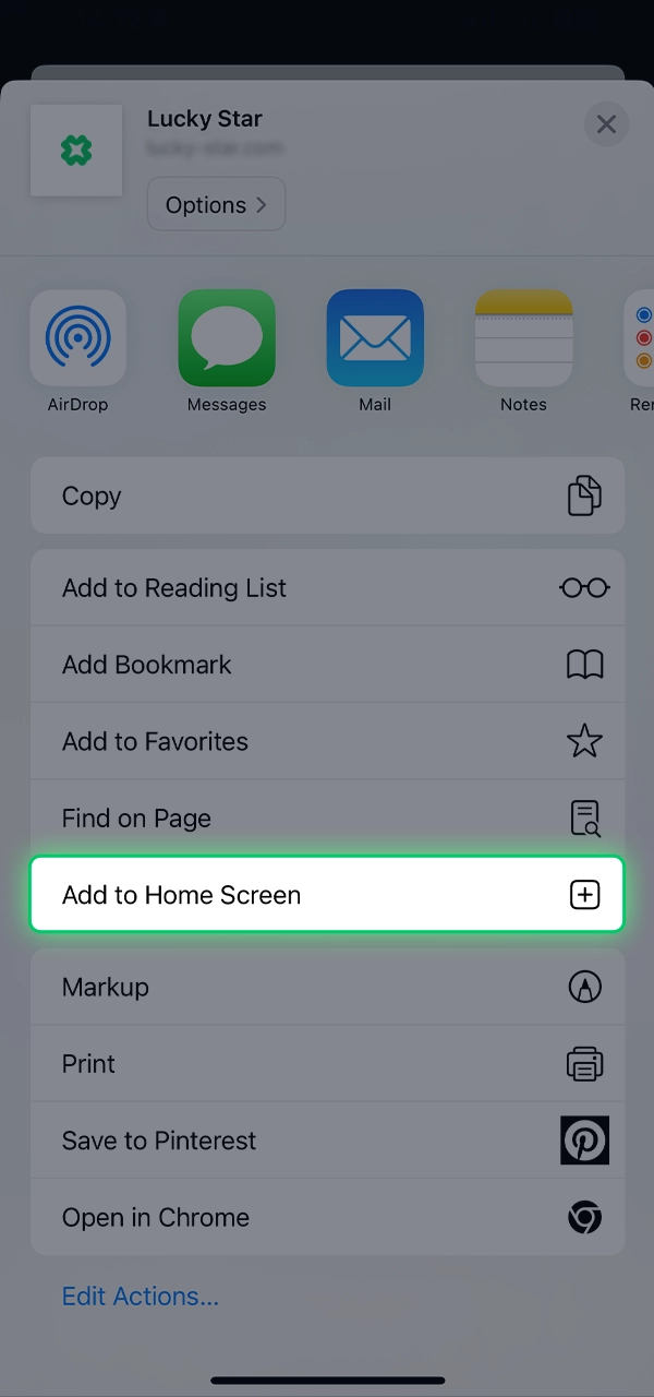 Add the Lucky Star mobile app to your home screen.
